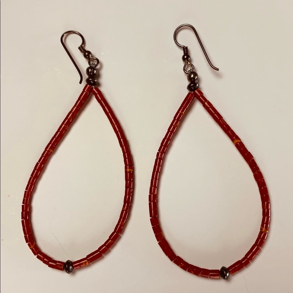 Earrings Coral Sterling Silver Handmade Custom